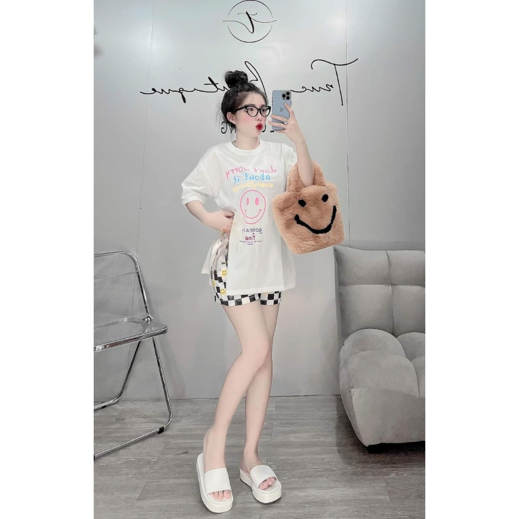 Set Bộ Lửng Quần Thun Gân Áo Thêu Cô Gái Bigsize Mặc Nhà