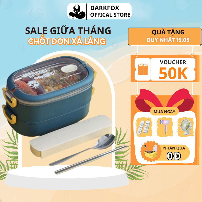 Hộp Đựng Cơm Giữ Nhiệt 3 Màu 2 Tầng Ruột Inox 304 Chống Gỉ,Chống Đổ Tiện Lợi Dung Tích 1550ml - HDC01