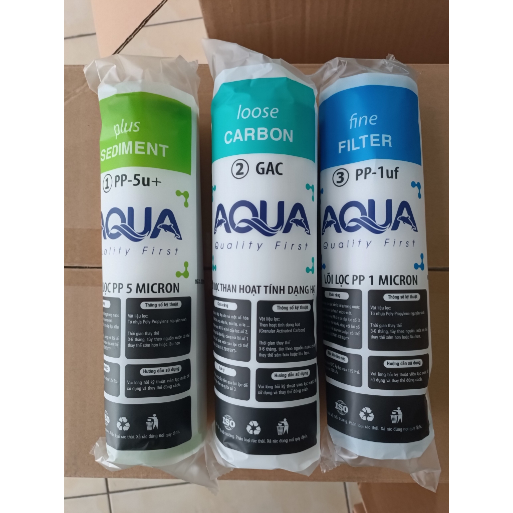 Lõi lọc nước AQUA - Bộ 3 lõi lọc nước AQUA 123 chính hãng