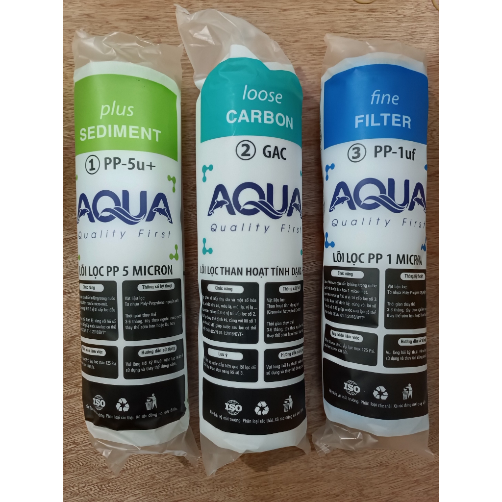 Lõi lọc nước AQUA - Bộ 3 lõi lọc nước AQUA 123 chính hãng