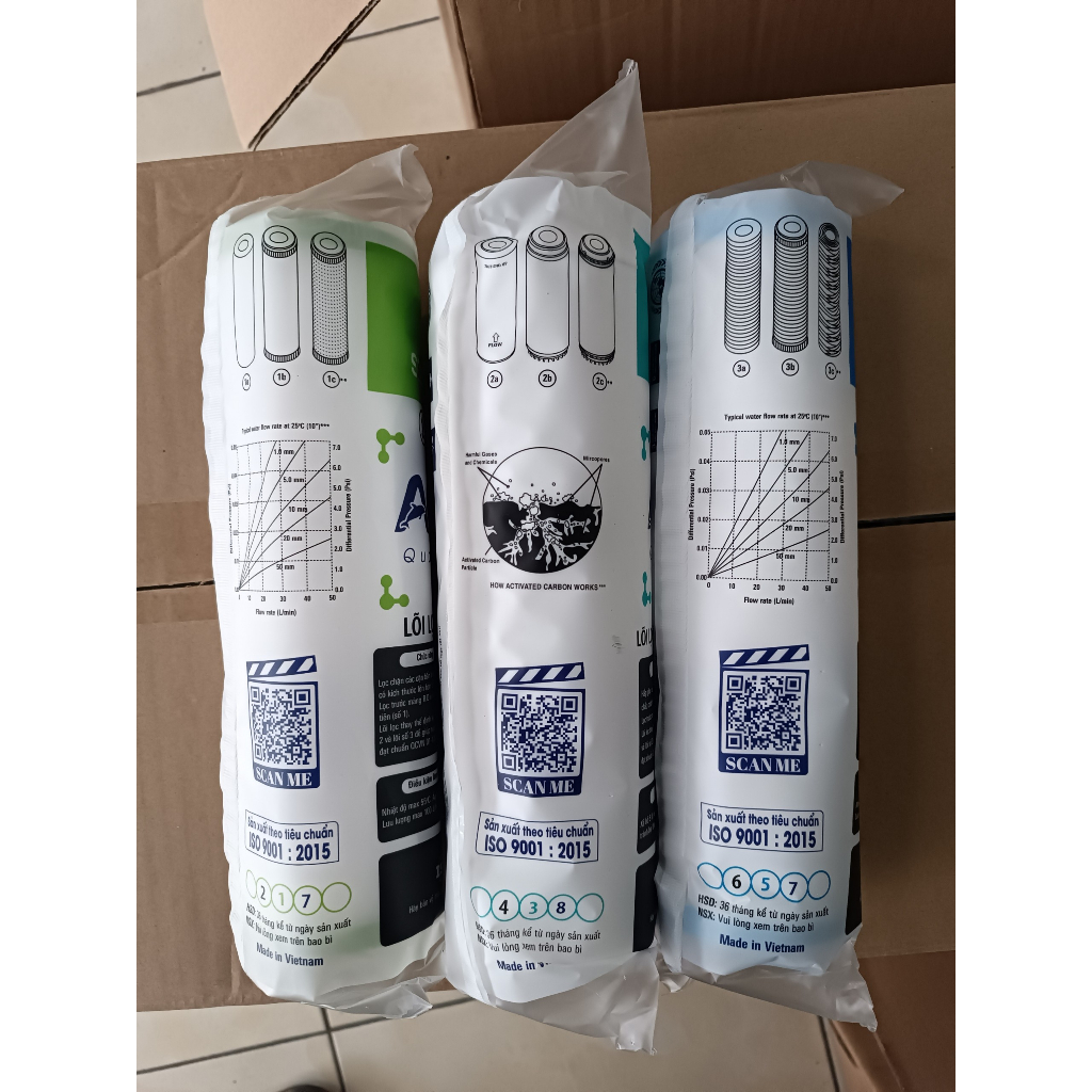 Lõi lọc nước AQUA - Bộ 3 lõi lọc nước AQUA 123 chính hãng