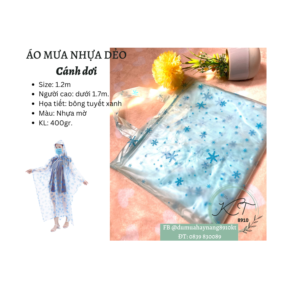 Áo mưa cánh dơi nhựa dẻo cao cấp, siêu nhẹ, siêu bền | 8910kt