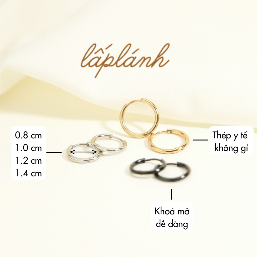 Bông tai khoen tròn cơ bản. Bông tai titan slim hoop