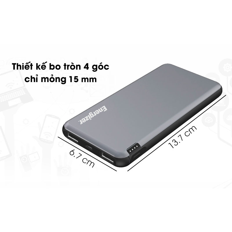 Pin sạc dự phòng Polymer 10000mAh Energizer UE10046 Xám hàng like new