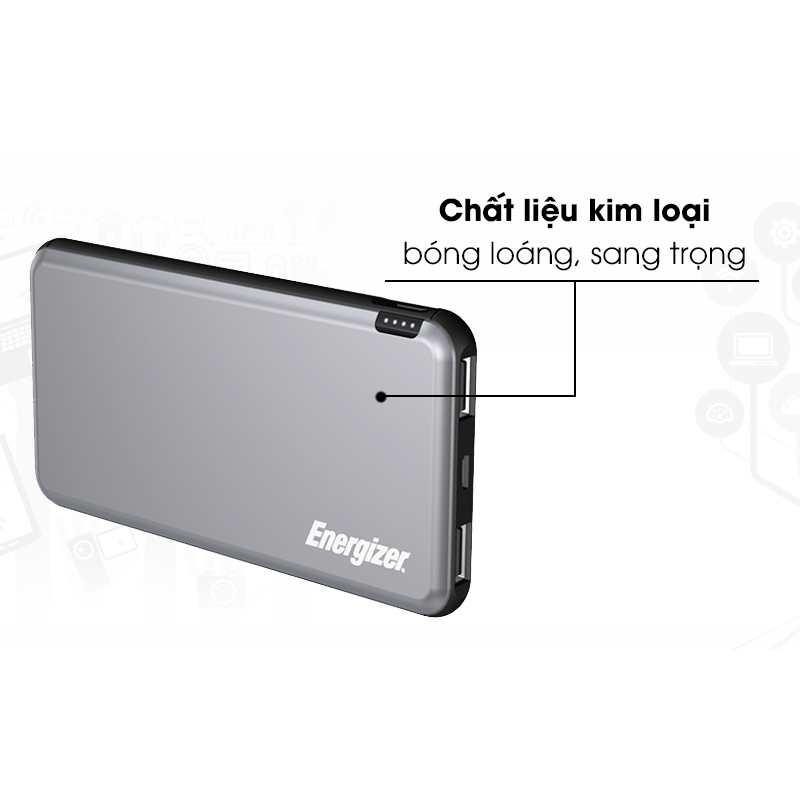 Pin sạc dự phòng Polymer 10000mAh Energizer UE10046 Xám hàng like new