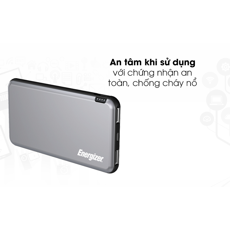 Pin sạc dự phòng Polymer 10000mAh Energizer UE10046 Xám hàng like new