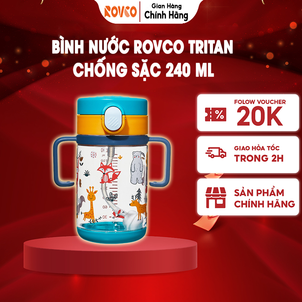 Bình Tập Uống Nước ROVCO RK-B1061 360 Độ 240 ml Tritan Chống Sặc Cho Bé