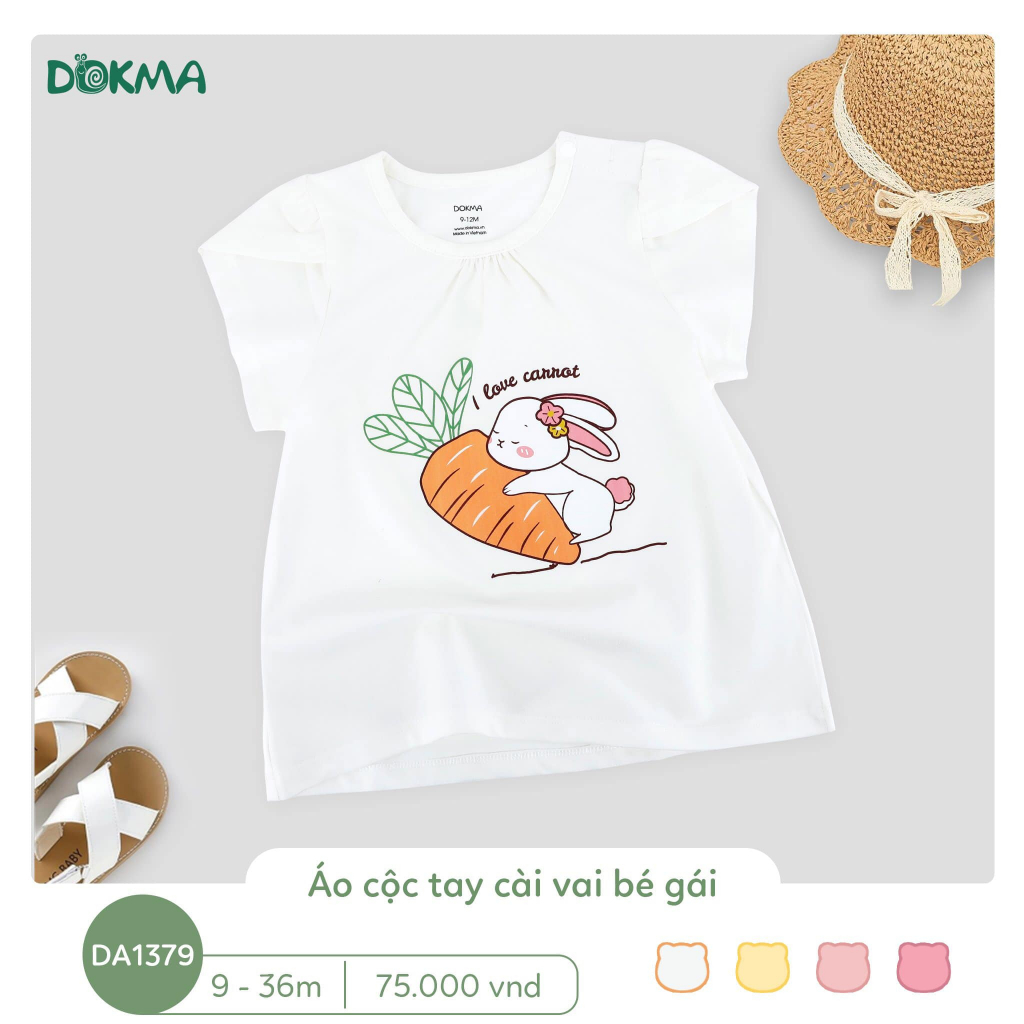 Áo cộc tay cài vai bé gái Dokma DA1379 6-36M