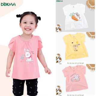 Áo cộc tay cài vai bé gái dokma da1379 6-36m