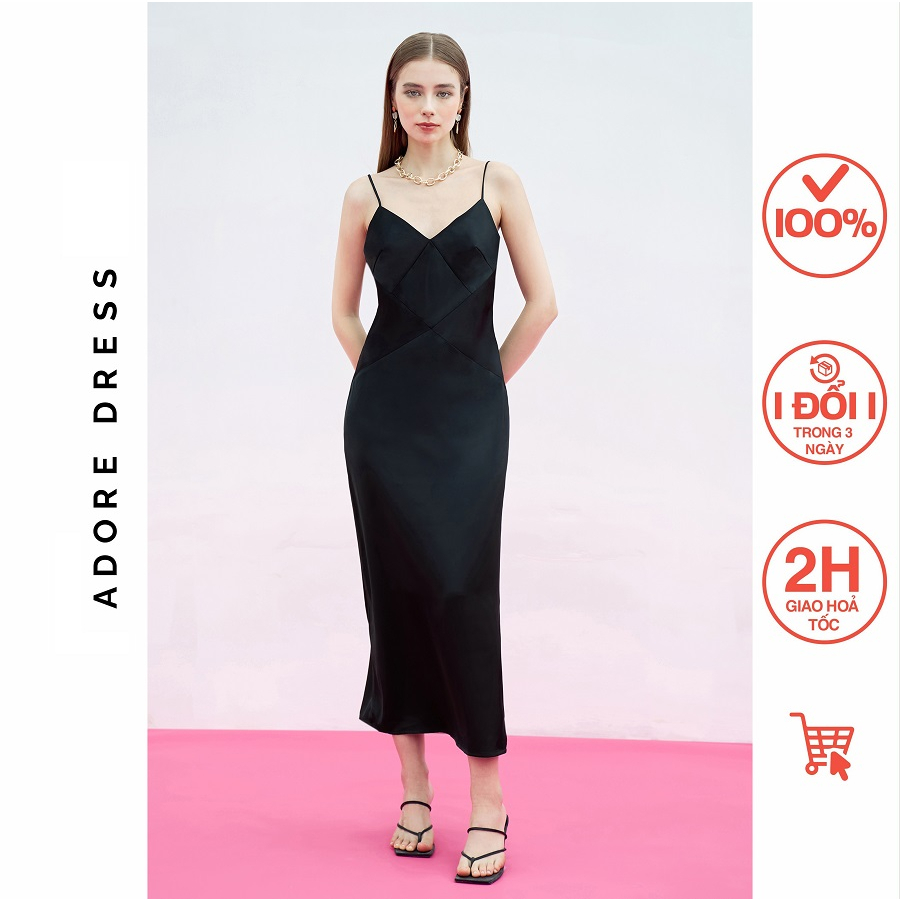 Đầm 2 dây Sleeveless dresses satin cắt xếp 313DR6003 màu ADORE DRESS