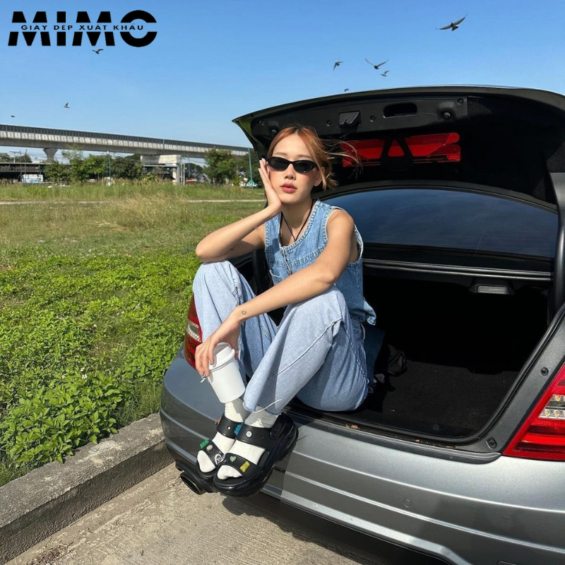 Tặng kèm jibit, Sandal Crush Bóng đế cao 8p kiểu dáng thời trang cho nữ