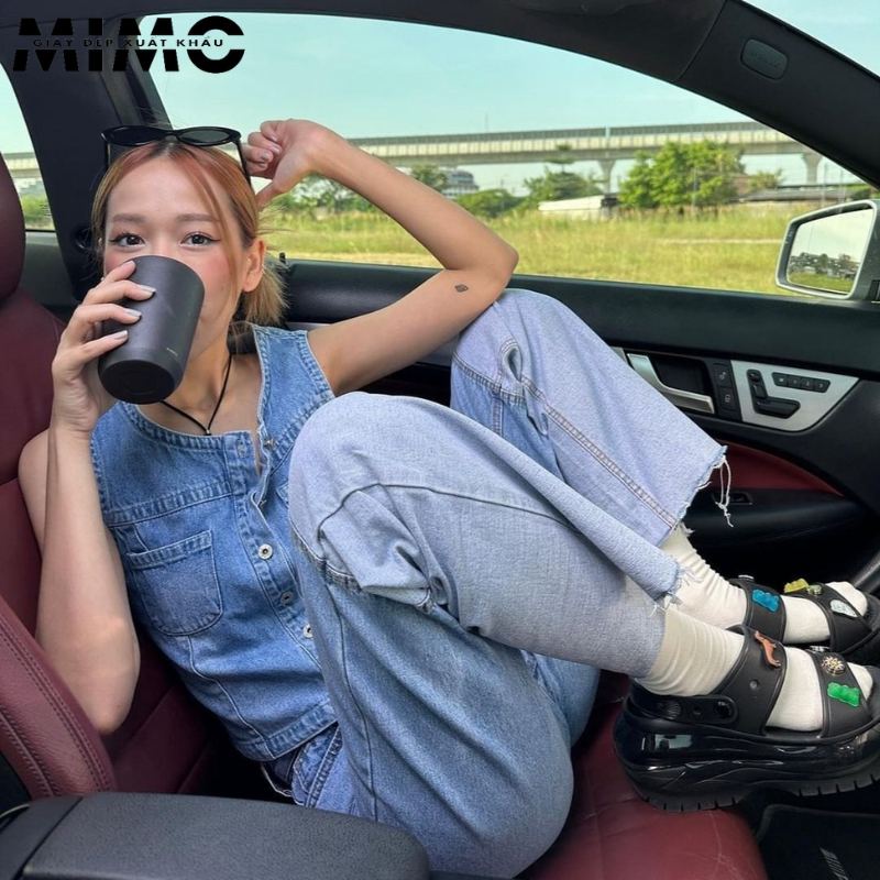 Tặng kèm jibit, Sandal Crush Bóng đế cao 8p kiểu dáng thời trang cho nữ