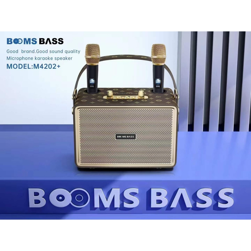 Loa bluetooth BoomBass M4202 kèm 2 micro không dây công xuất 20W, âm thanh trầm ấm, bass căng- TECHZONE MALL