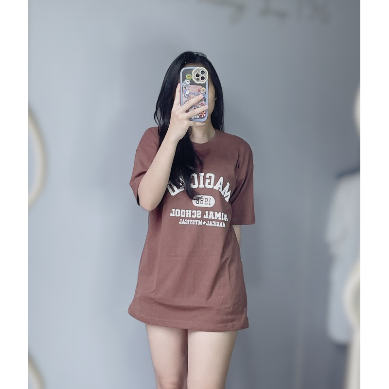 Áo phông 3158 in chữ unisex form rộng ảnh thật shop chụp