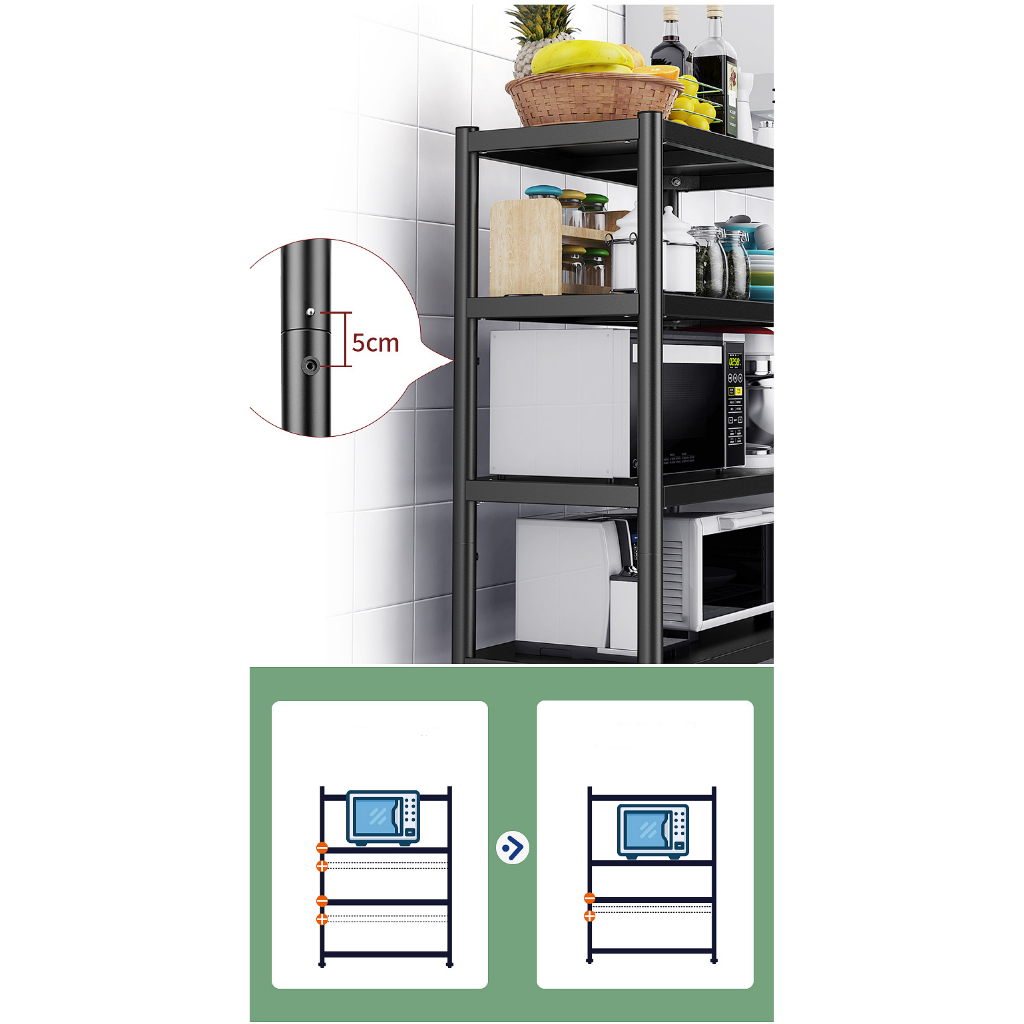 Kệ Để Đồ Nhà Bếp Đa Năng 3 4 5 Tầng Có Bánh Xe Gemisagi