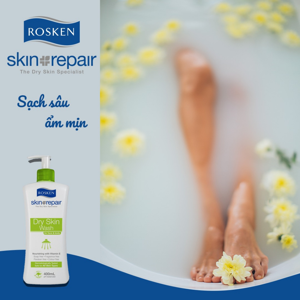 Rosken Repair Dry Skin Wash For Face & Body-Sữa Tắm Cho Da Khô,Da Nhạy Cảm 400m