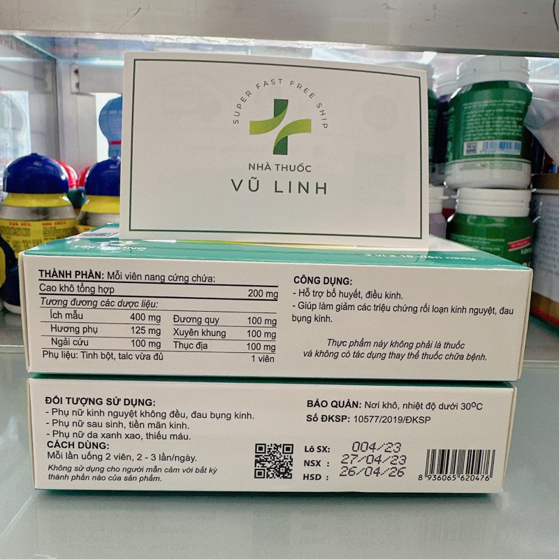 (CHE TÊN) Viên uống Ích Huyết Khang giảm rối loạn kinh nguyệt không đều, đau bụng , bổ huyết điều kinh (Hộp 30 viên)