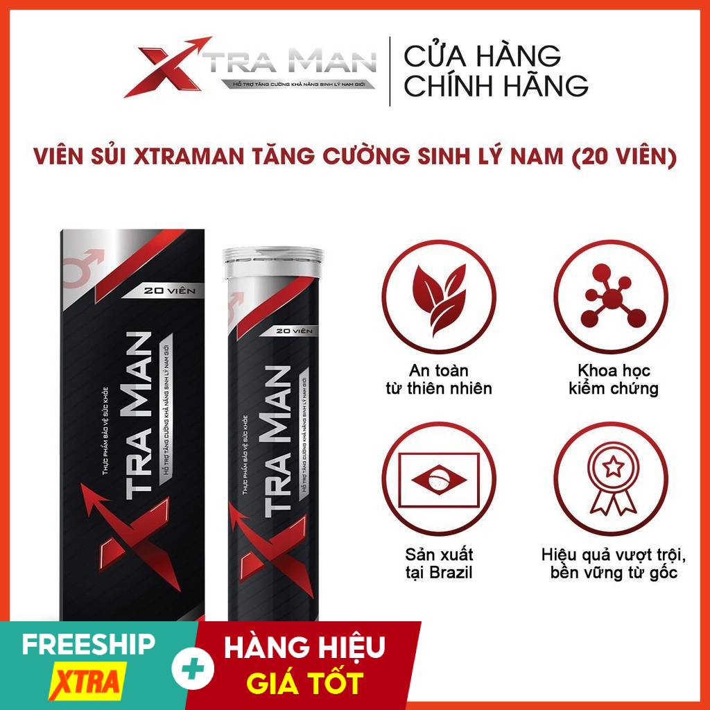 Viên Sủi Xtraman Tăng Cường Sinh Lý Nam Giới - Cải Thiện Sinh Lý Nam Giới Lọ 20 Viên [Hàng Chính Hãng]