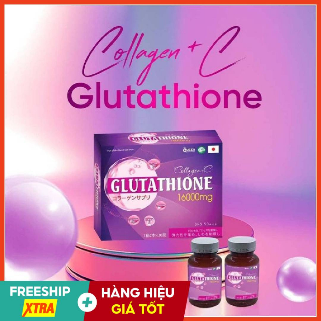 Viên Uống Trắng Da GLUTATHIONE 16000 - Viên Uống COLLAGE Trắng Da Mờ Nám Giảm Nếp Nhăn ( Hộp 2 lọ 60 viên )