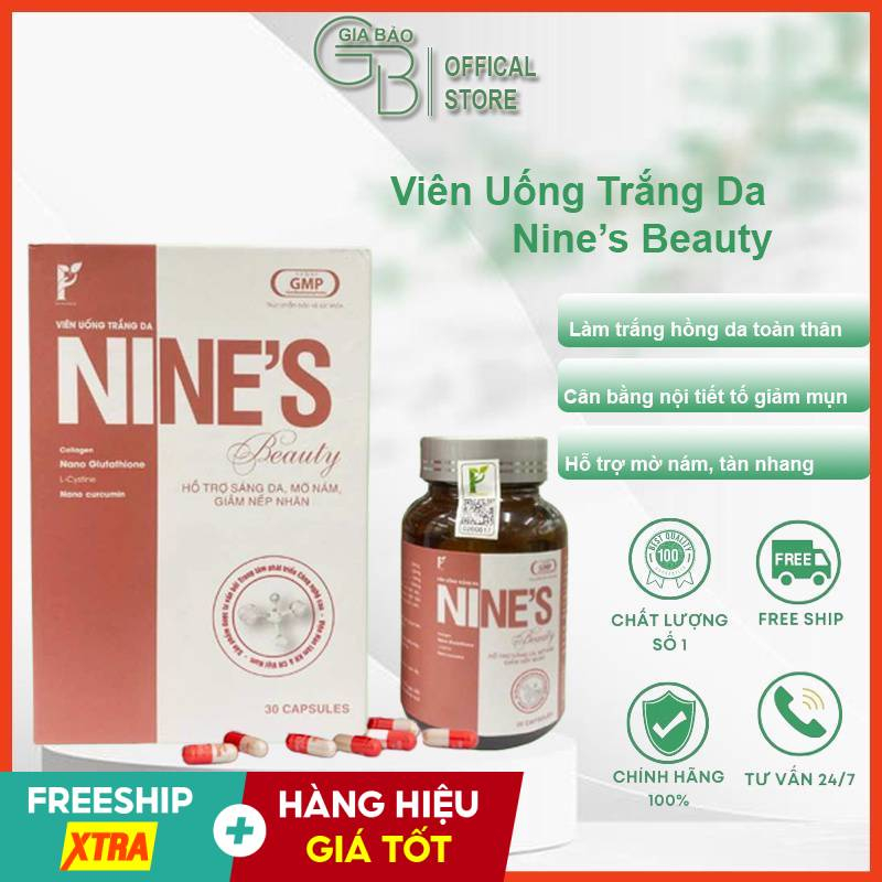 Viên Uống Trắng Da Mờ Nám Nines Beauty 9 Ngày Đẹp Chính Hãng Hộp 30 Viên