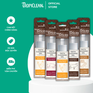 Gel vệ sinh răng miệng cho chó, mèo Enticers Tropiclean, mùi đồ ăn kích thích bé ăn ngon, chai 59ml
