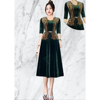 Đầm trung niên giả vest ép đá cao cấp cho mẹ cho bà 50-70kg