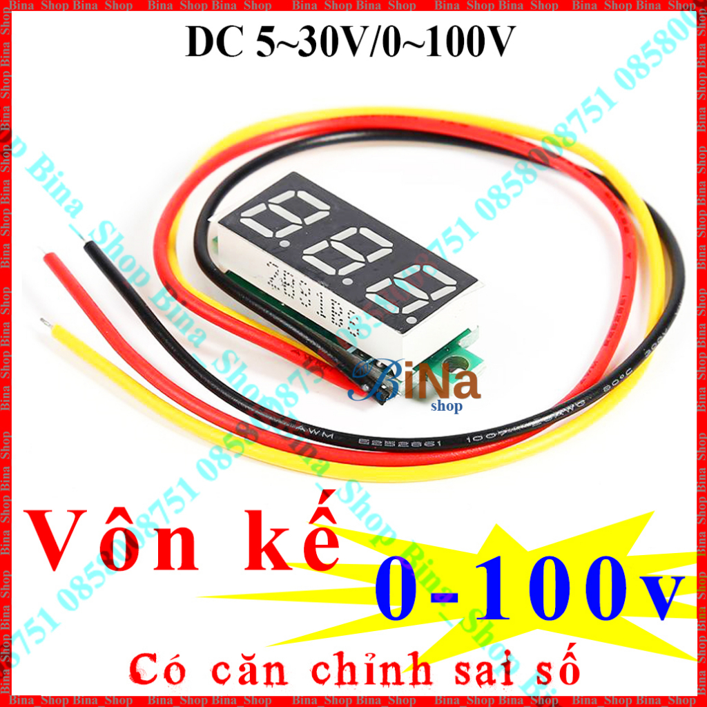 Vôn kế DC 0-100V có điều chỉnh sai số 3 dây, vôn kế DC 5-30V/0V-100V