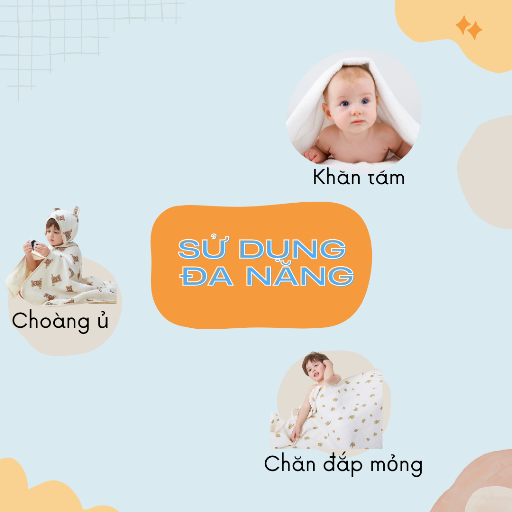 Khăn Tắm Xô Đa Năng Unbee Chất Xô Muslin Hàn 2 lớp ( 110x110cm ) PN010