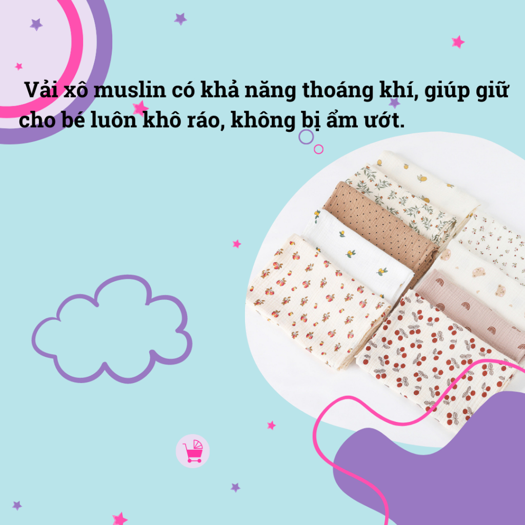 Khăn Tắm Xô Đa Năng Unbee Chất Xô Muslin Hàn 2 lớp ( 110x110cm ) PN010