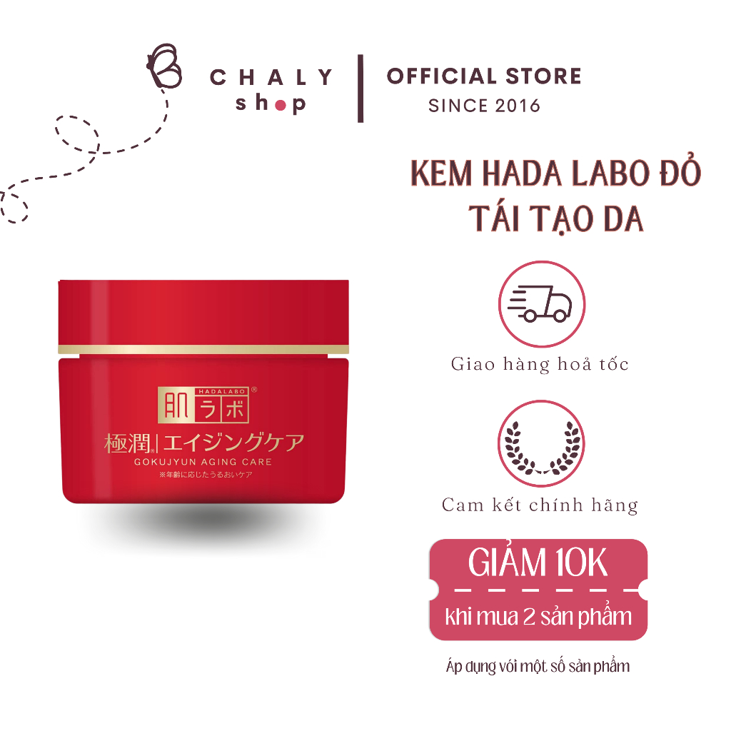 Kem chống lão hóa tái tạo da Hada Labo Gokujyun Alpha màu đỏ 50g Nhật | Kem dưỡng da Nhật nội địa chính hãng giá tốt