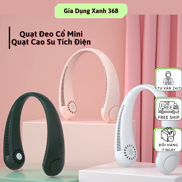 Quạt Đeo Cổ Mini Tích Điện Không Cánh Thổi 360 Độ Có 3 Chế Độ Gió Sạc USB, Dáng Thể Thao Cho Mùa Hè 2023
