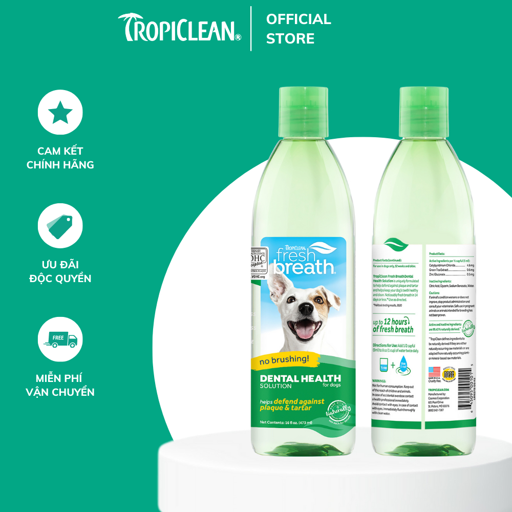 Nước vệ sinh răng miệng bổ sung chức năng cho Chó/ Mèo TropiClean Fresh Breath Oral Care Water Additive 473ml