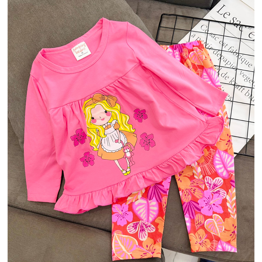 Bộ Babydoll Tay dài Quần dài chất Cotton xuất mềm đẹp  hoạt hình cho bé từ 10 - 23 ký - Quần áo trẻ em - Pikakid's
