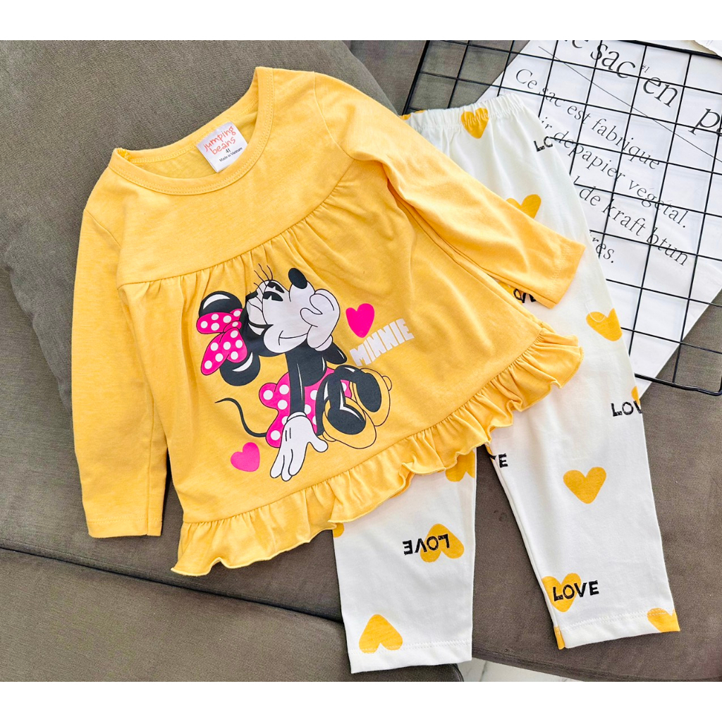 Bộ Babydoll Tay dài Quần dài chất Cotton xuất mềm đẹp  hoạt hình cho bé từ 10 - 23 ký - Quần áo trẻ em - Pikakid's