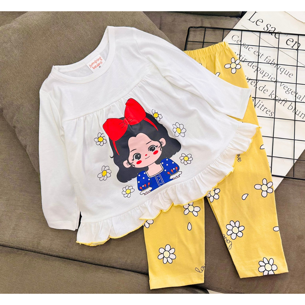 Bộ Babydoll Tay dài Quần dài chất Cotton xuất mềm đẹp  hoạt hình cho bé từ 10 - 23 ký - Quần áo trẻ em - Pikakid's