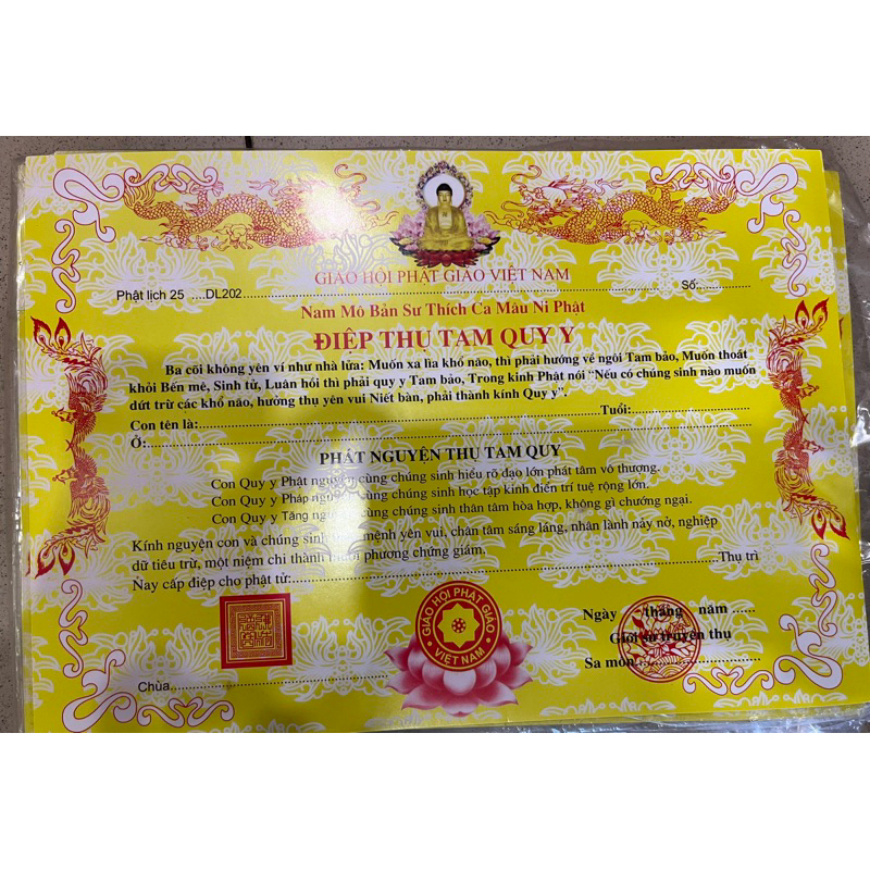 ĐIỆP QUY Y TAM BẢO 100 tờ