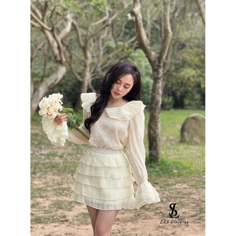 ( Sẵn) Set tơ voan 3 màu tiểu thư nhẹ nhàng chân váy xoè