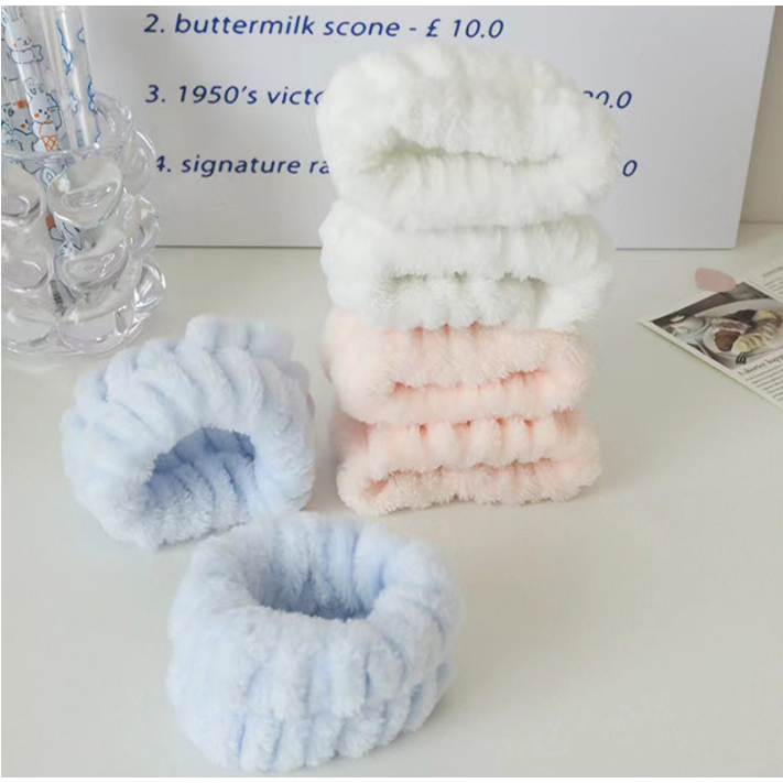 Cặp băng đô đeo cổ tay rửa mặt chống tràn nước co giãn tốt siêu thấm nước phụ kiện đa năng dành cho nữ