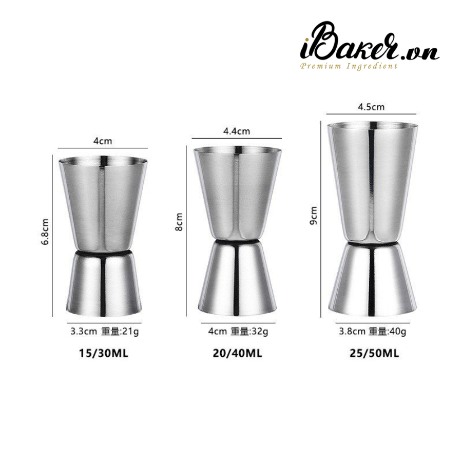Jigger inox pha chế - Cốc đong đo lường thép không gỉ quầy bar