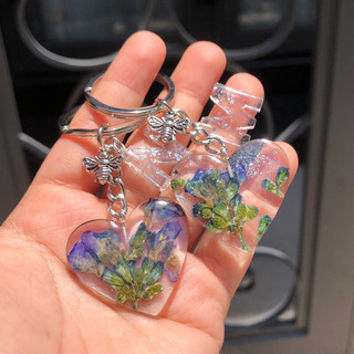 Móc khóa handmade hoa Lavender thật quà tặng lưu niệm diy keychain Epoxy Resin Lilande