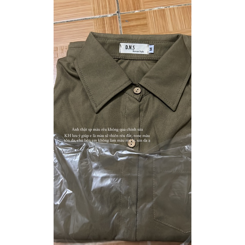 Set áo sơ mi kèm chân váy dài ton sur ton phong cách vintage Hàn Quốc