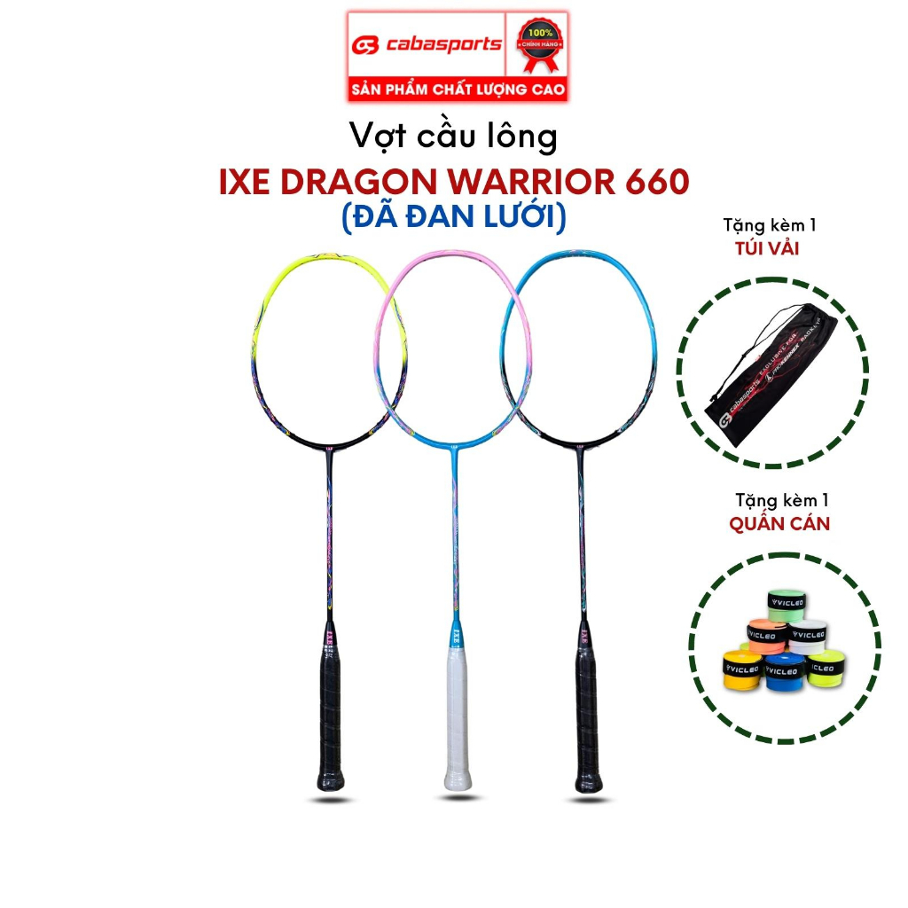 Vợt cầu lông đơn IXE Dragon Warrior 660 đã đan lưới siêu nhẹ giá rẻ, vợt cầu lông carbon chất lượng Bảo hành 3 tháng