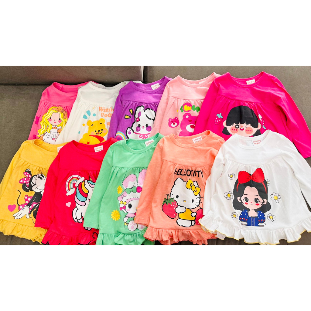 Bộ Babydoll Tay dài Quần dài chất Cotton xuất mềm đẹp  hoạt hình cho bé từ 10 - 23 ký - Quần áo trẻ em - Pikakid's