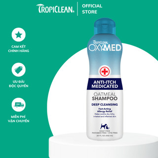 Sữa Tắm Trị Nấm Da Viêm Da Cho Chó Mèo TROPICLEAN OXYMED Anti-itch, Treatment 592ml
