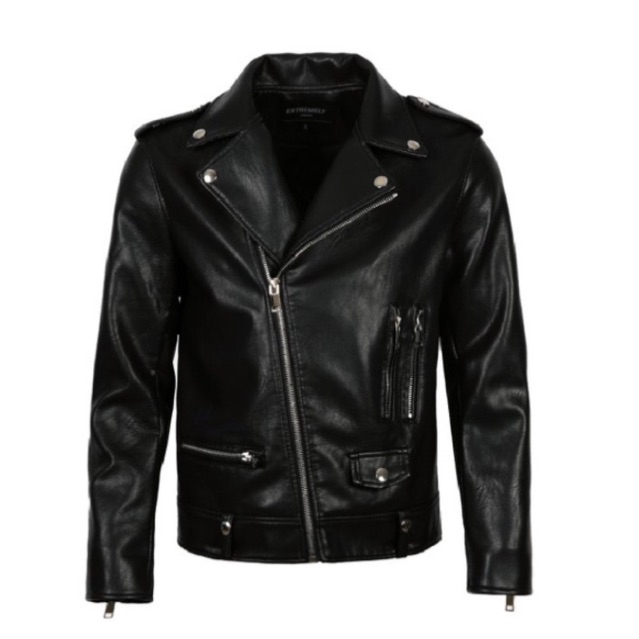Áo Khoác Amand Signature Logo Biker Leather Jacket - Black