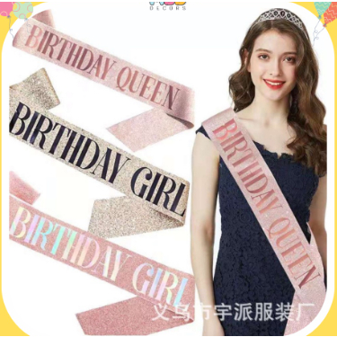 Sash đeo chéo kim tuyến chữ HAPPY BIRTHDAY trang trí sinh nhật cực xinh sang chảnhp BONGBONGSINHNHAT