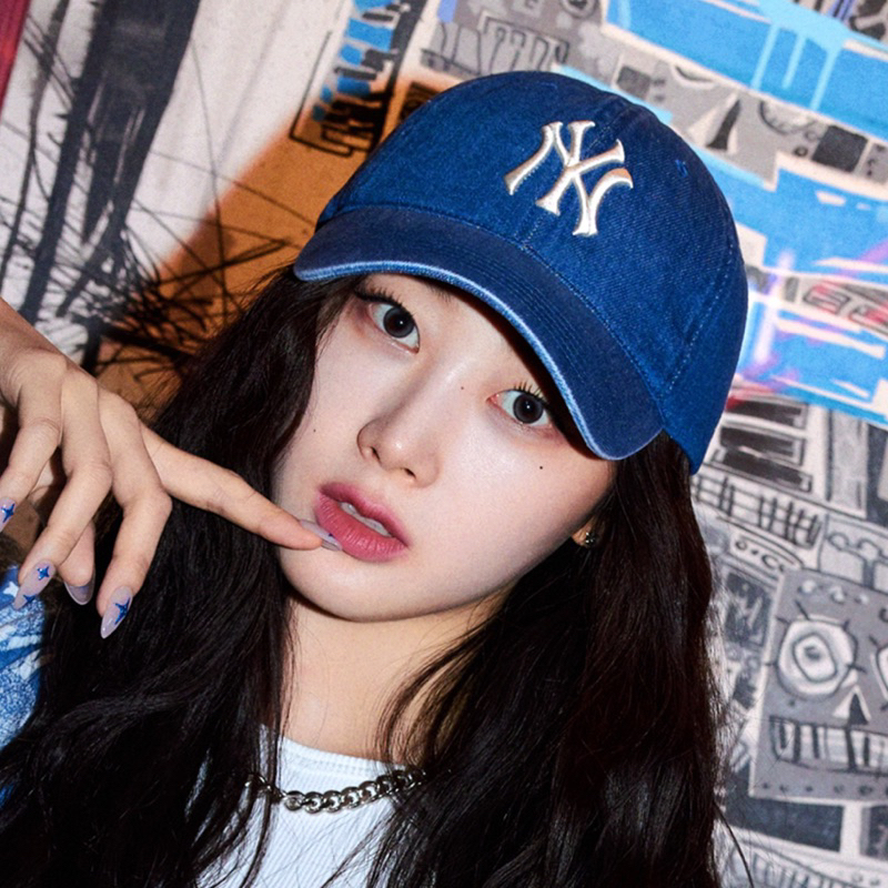 Mũ jean MLB chữ NY