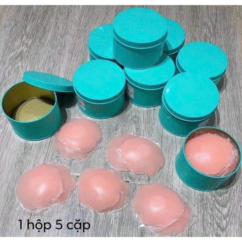 Miếng Dán Ngực Silicon, dán ti Hộp 5 cặp siêu dính tái sử dụng được nhiều lần