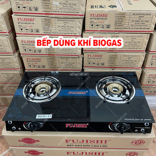 Bếp đôi sử dụng khí BIOGAS chén đồng kính cường lực FUJISHI FJ-BG5