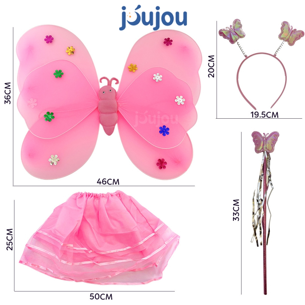 Bộ váy cánh tiên JuJou gồm 4 món váy, cánh tiên, bờm, quyền trượng xinh xắn, an toàn cho bé gái